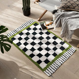 Taooba-Checkerboard Plaid Rug Door Mat Soft Thick Fluffy Tuftted Door Floor Carpet Bathroom Absorbent Rug Toilet Kitchen Entrance F