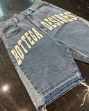 Taooba-Y2K American Street Embroidery High Waist Washed Oversized Denim Shorts Harajuku Retro Trendy Brand Jeans Men Goth Punk Shorts