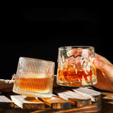 Taooba-Creative Crystal Whiskey Glass Old Fashioned Rocks Glasses Tumblers Glassware for Cocktail Scotch Spinning Tops Design Glasses