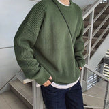 Taooba Men's Round Neck Sweater 2023 New Autumn/Winter Knit Loose and Thickened Korean Pullover Men Clothes