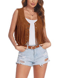 Taooba-Womens 70s Vintage Fringe Vest Faux Suede Tassel Waistcoat Irregular Hem Sleeveless Jacket Waistcoat Punk Rock Concert