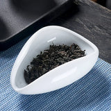 Taooba-Ceramic Coffee Beans Dose Trays Pure White Smooth Porcelain Teaspoon Tea Separator Vessel Coffee Bean Spoon Shovel Tea Trays