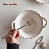 Taooba-Dinnerware Hollow Out Stainless Steel Fork and Spoon Household Western Tableware Set Salad Fork Dessert Spoon Reusable Cutlery