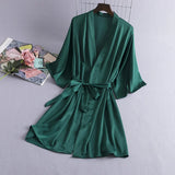 Taooba-Women Silk Rayon Sleepwear Bridal Wedding Gift Kimono Solid Satin Robe 2024 Spring Summer Homewear Nightgown Sexy Nightwear