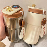 1pc Travel Mug With Temperature Display 15.22oz Stainless Steel Vacuum Cups Portable Coffee Cups Summer Winter Drinkware Gifts