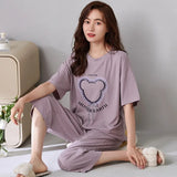 Taooba-Summer New Women's Short Sleeve Calf-Length Pants Pajamas Modal Suit Casual Loose Slightly Fat Spring And Summer Home Clothes