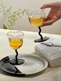 Irregular Goblet Cocktail Glass Black Glass Vintage Creative Vintage Twist Handle Wine Creative Drink Bar New Fashion