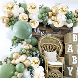 Retro Green Balloon Garland Arch Kit Wedding Birthday Balloons Decoration Party White Balloons For Baby Shower Decor Supplies