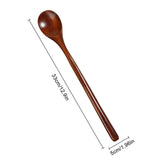 Taooba-Japanese Style Wooden Spoon Mixing Rice Salad Long Handle Dessert Spoon Condiment Sugar Salt Spice Spoon Tableware Kitchen Tools