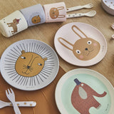 Taooba-Cute Animal Printed Dining Plate Bamboo Fiber Dishes for Serving Salad Dessert Cake Fruit Food Plate Kitchen Tableware