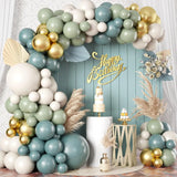 Dusty Green Blue Balloon Garland Arch Kit Girls Boys Bohemian Wedding Birthday Baby Shower Gold Latex Balloons Party Decoration