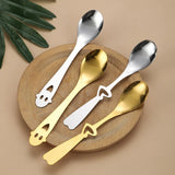 Taooba-Stainless Steel Coffee Scoop Hollow Heart Ice Cream Spoon Smile Face Design Wedding Souvenir Spoon Gifts for Kids Kitchen tool