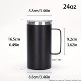 Taooba-1pc Stainless Steel Coffee Mug 24oz Vacuum Insulated Coffee Cups Water Cup With Lid And Handle Summer Winter Drinkware Gifts