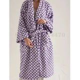 Taooba Christmas Gift Winter Flannel Female Robe Sleepwear Loose Warm Home Dress with Pocket Thickened Hooded Coral Fleece Bathrobe Gown Lounge Wear