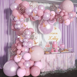 Macaron Pink Balloon Garland Arch Kit Kids Happy Birthday Metal Rose Gold Confetti Balloons Wedding Party Baby Shower Decoration