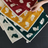 Taooba-Rabbits Patter Cotton Towel Soft Knitted Yarn-Dyed Jacquard Face Towel Absorbent Skin-friendly Towel 35*76cm