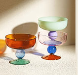 Taooba-Round Bowl Goblet Dessert Glass Mug S-shaped Cup Stem Ice Cream Bowl Cup Milkshake Dessert Cup Colored Borosilicate  Glass