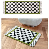 Taooba-Retro Plaid Carpet Rugs Soft Tufting Wool Carpet Rugs Non-Slip Abosrbent Bathroom Floor Mat Bedroom Toilet Door Carpet