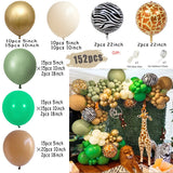 Taooba Color Palette Jungle Safari White Balloon Garland Arch Kit Kids Birthday Party Supplies Deer Pattern Gold Latex Ballons Baby Shower Decoration