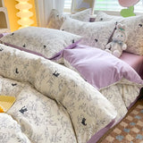 Cute Cat Bedding Set Girl Heart. Simple Double Layer Yann Duvet Cover, Bed Sheet Student Dormitory Bedding, Three PIECE Set