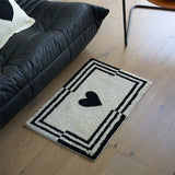 Taooba-Black White Heart Tufted Carpet Mat Soft Fluffy Thick Tuftting Room Entry DoorMat Anti-slip Rug Entrance Floor Mat