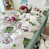 Cute Duvet Cover Set Flat Sheet Pillowcases No Filler Ins Spring Kids Audlt Single Full Size Home Hotel Bed Linens