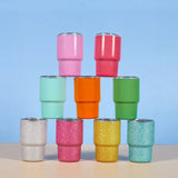 1pc 3oz Mini Tumbler with Straw Stainless Steel 304 Liner PP Outer PS Lid Silicone Sleeve Portable Cup Mug with Straw Tumbler