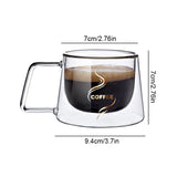 Taooba-200ml Transparent Double Wall Glass Coffee Mug with Handle Heat-resistant Espresso Cup Latte Cappuccino Tea Water Cup Breakfast