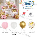 Taooba Color Palette Pink Balloon Garland Kit White Chrome Gold Balloon Arch Baby Shower Birthday Bridal Shower Wedding Party Decoration Latex Globos