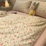 Taooba Christmas gift Ins Pink Flowers Bedding Set Fashion Flat Sheet Duvet Cover No Filling Pillowcase Twin Full Queen Nordic Boy Girl Bed Linen