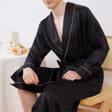 Male Spring Summer Loungewear 100%silk 19Mm Home Wear Real Silk Robe Men Solid Bathrobe Gown Intimate Lingerie Nightgown