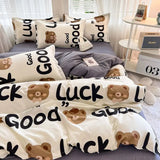 Cute Bear Bedding Set Boys Girls Single Full Size Duvet Cover No Filler Flat Sheet Pillowcase Bed Linen Kids Adult Home Textile