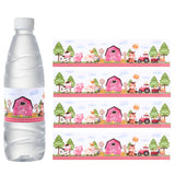 Pink Farm Water Bottle Labels Party Decor Animal Farm Stickers Wedding Birthday Anniversary Kids DIY Party Supplies