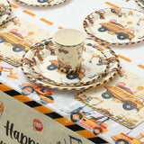 Construction Party Decoration Disposable Tableware Birthday Party Decor Kids Boy Engineering Vehicle Theme Supplies Baby Shower