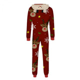 Taooba-Christmas Family Matching Jumpsuit Long Sleeve Hooded Elk Print Zipper Closure Loungewear