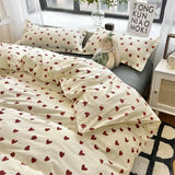 Ins Fashion Bedding Set No Filler Cartoon Floral Single Queen Size Duvet Cover Flat Sheet Pillowcases Cute Girls Boys Bed Linens