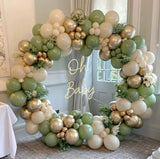 Taooba Color Palette 149pcs Green White Latex Balloon Garland Arch Kit for Jungle Safari Wedding Birthday Baby Shower Party Decorations Supplies