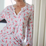 Taooba Kawaii Print Long Sleeve T-shirt Tops Tees + Pants Women Casual Comfy Lounge Sleepwear Vintage 2 Piece Set Matching Outfits