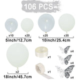 Butterfly Pure White Matte Ballon Arch Garland Kit Transparent Latex Balloon Wedding Kids Birthday Baby Shower Decoration