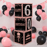 Pink Black Birthday Balloon Boxes For Party Decoration 16 21 30 40 Years Birthday Balloon Blocks Decor Girl Baby Shower Decor