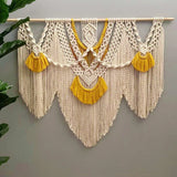 Taooba-Color Rope Macrame Tapestry Boho Style Wall Hanging Tapestry Handmade Artistic Macrame Tapesties with 3 pcs Stick