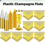 Taooba-25pcs 150ml Safe Packing Plastic Champagne Flutes Disposable Sparkling Champagne Bar Cups Clear Toasting Glasses For Weddings