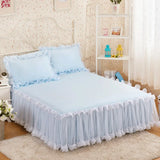 White Elegant Princess Bed Skirt Non-slip Mattress Cover Ruffled Lace Bed Skirt Bedsheet 1pcs Protector Bedspread No Pillowcase