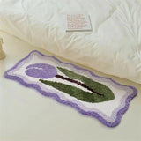 Taooba-Tulip Flower Long Carpet Soft Furry Bedside Rug Living Room Mirror Front Carpet Non-slip Bedroom decoration  Mats