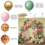 Taooba Color Palette Jungle Safari White Balloon Garland Arch Kit Kids Birthday Party Supplies Deer Pattern Gold Latex Ballons Baby Shower Decoration