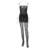 Taooba- Lace Sleeveless Tube Mini Dresses See Through Foot Legging Plus Size Women'S Sets 2024 Y2K Casual Elegant Party Clothing