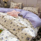 Taooba Pink Floral Bedding Set Soft Ins Single Double Queen Size Duvet Cover Flat Sheet Pillowcase Girls Home Totel Bed Linens