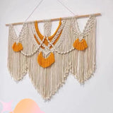 Taooba-Color Rope Macrame Tapestry Boho Style Wall Hanging Tapestry Handmade Artistic Macrame Tapesties with 3 pcs Stick