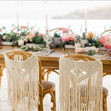 Taooba-Hand Made Macrame Wedding Chair Back Tapestry for Mr & Mrs Woven Cotton Bohemia Wedding Chair Back Valance Haing Tapestry