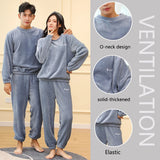 Thickened Warm Men Coral Velvet Pajamas Autumn Winter Homewear Long-Sleeved Long Trousers Solid Soft Sleepwear 2PCS/Set Couple